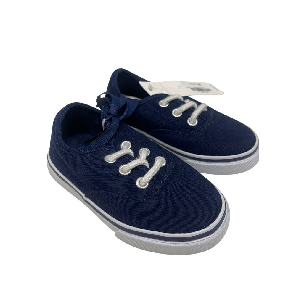 NEW Janie & Jack Navy Canvas Lace-Up Sneakers Toddler Unisex Size 7